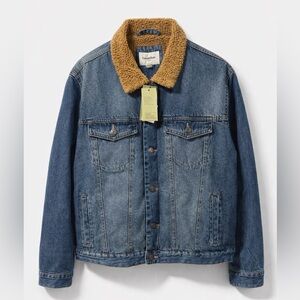 Goodfellow & Co. Men's Faux Shearling Lined Denim Trucker Jacket XLARGE Blue New